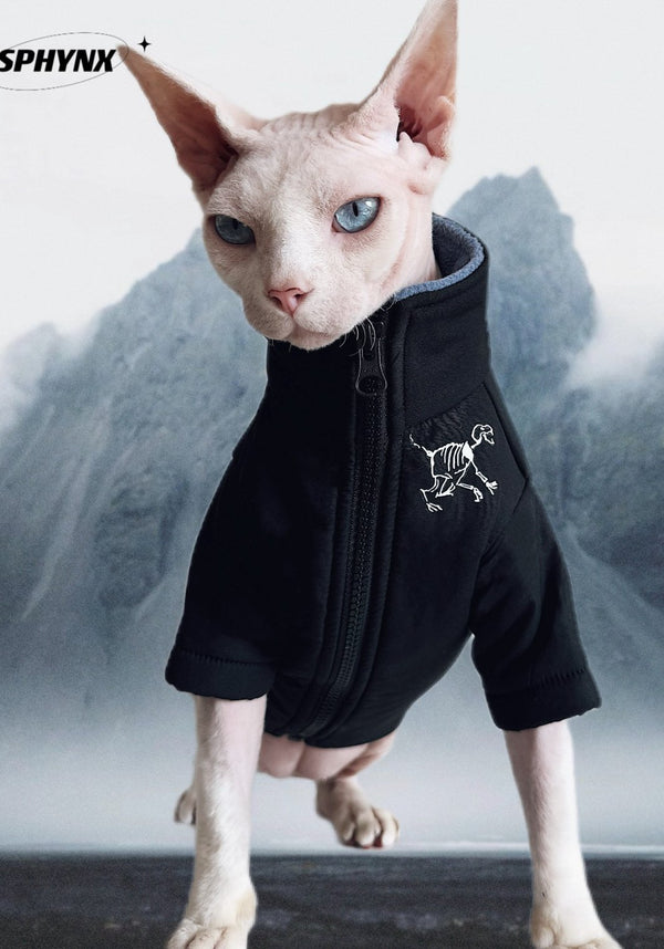 Polar Fleece Zip Coat Winter Jacket Sphynx Cat Clothes