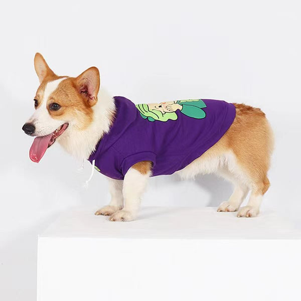 Print Sleeveless Hoodies Corgi Dog Clothes