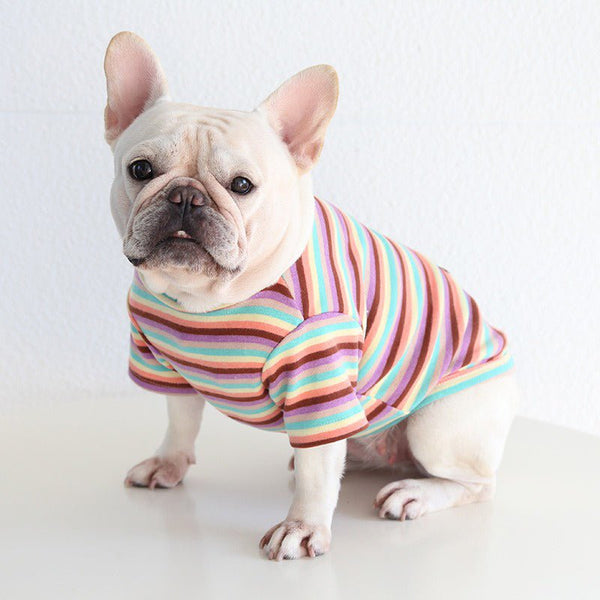 Soft Cotton Stripe Dog T-shirt Bulldog Clothes