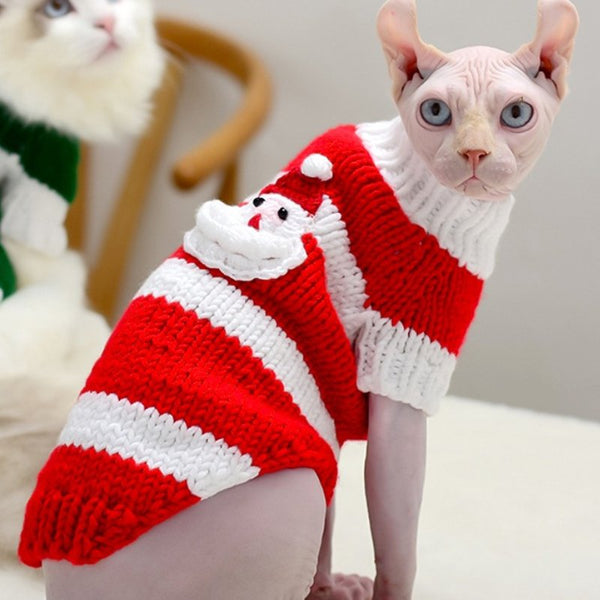 Sphynx Cat Clothes Christmas Sweater Knit Hand Made