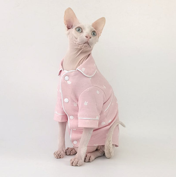 Sphynx Cat Clothes Cotton Button Pajama