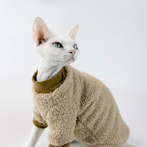 Sphynx Cat Clothes Double Layer Fleece Shirts