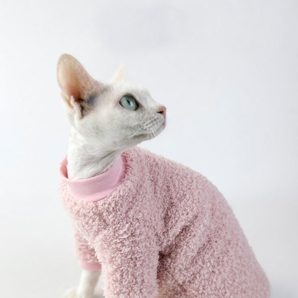 Sphynx Cat Clothes Double Layer Fleece Shirts