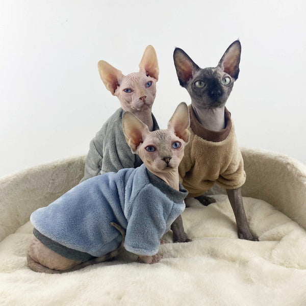 Sphynx Cat Clothes Flannel Fleece Shirts