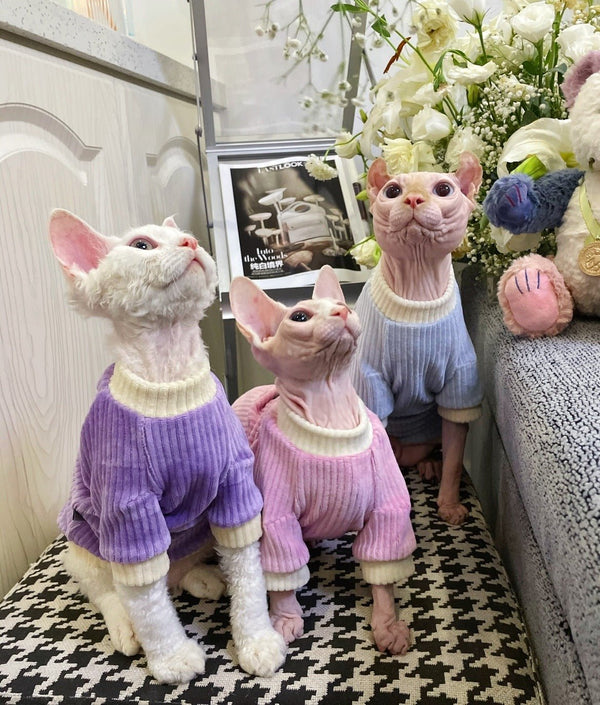 Sphynx Cat Clothes Flannel Fleece Shirts