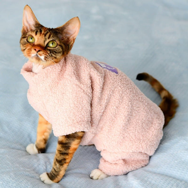 Sphynx Cat Clothes Fleece Onesie Pajama