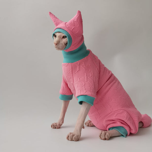 Sphynx Cat Clothes Onesie with Hat Pajama