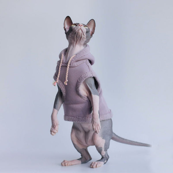 Sphynx Cat Clothes Plush Fleece Hoodie