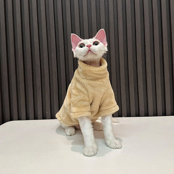 Sphynx Cat Clothes Polar Fleece Turtleneck Shirts