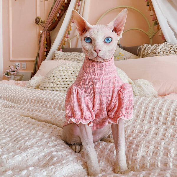 Sphynx Cat Clothes Puff Sleeve Shirt