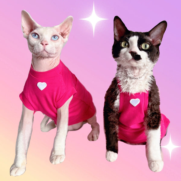 Sphynx Cat Clothes T-Shirt With Love Heart