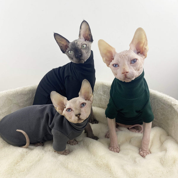 Sphynx Cat Clothes Turtleneck Fleece Onesie Pajama