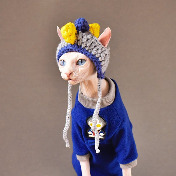 Sphynx Cat Hand Made Knitting Cat Hat Warm Scarves