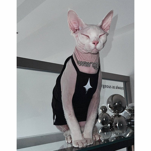 Star Print Tank Top Sphynx Cat Clothes