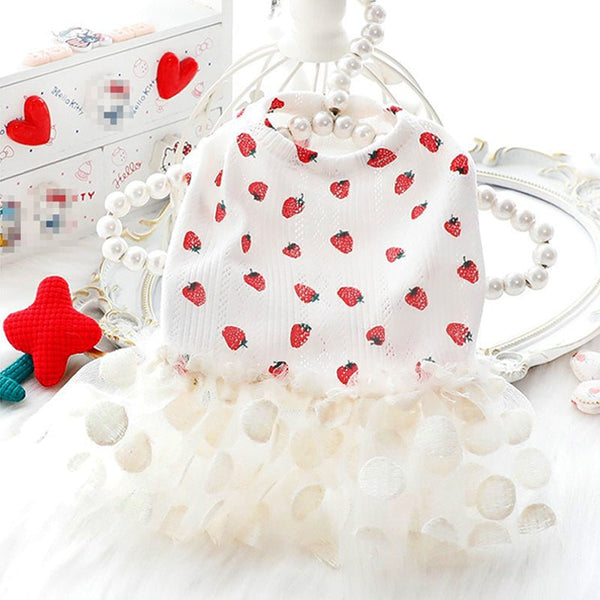 Strawberry Sleeveless Organza Tank Dress Dog Clothes