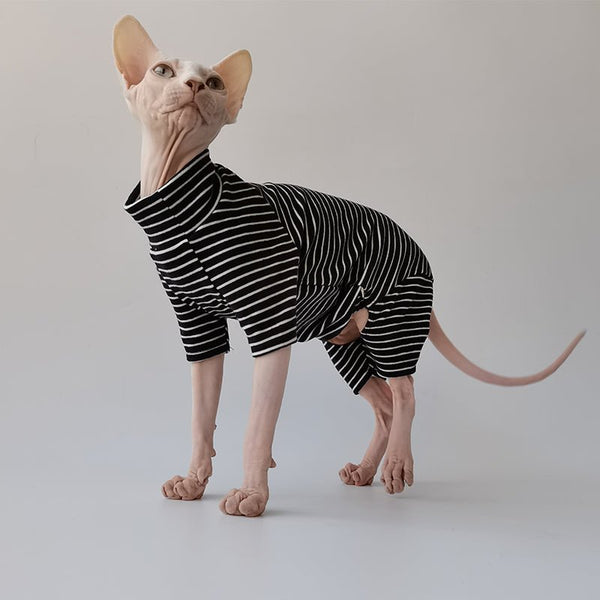 Stripe Basic Onesie Sphynx Cat Clothes