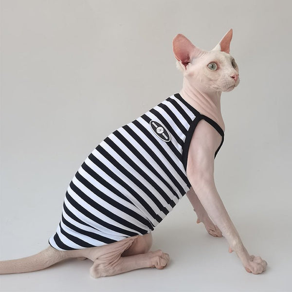 Stripe Cotton Tank Top Shirt Sphynx Cat Clothes