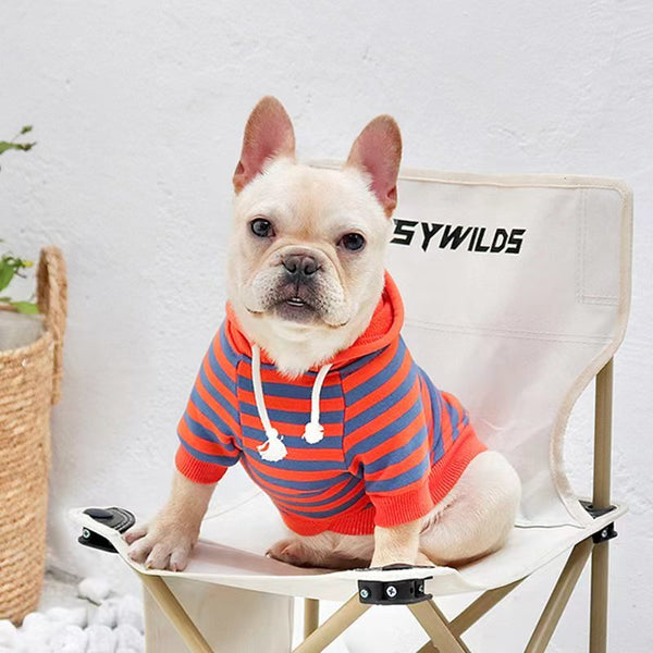 Stripe Hoodie Bulldog Dog Clothes