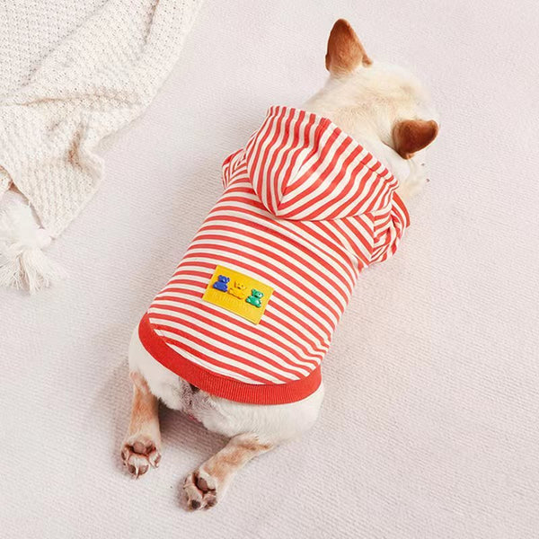 Stripe Hoodie Bulldog Dog Clothes