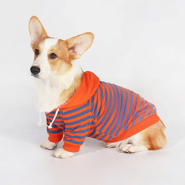 Stripe Hoodie Corgi Dog Clothes