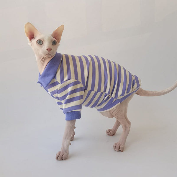 Stripe Polo Shirt Sphynx Cat Clothes