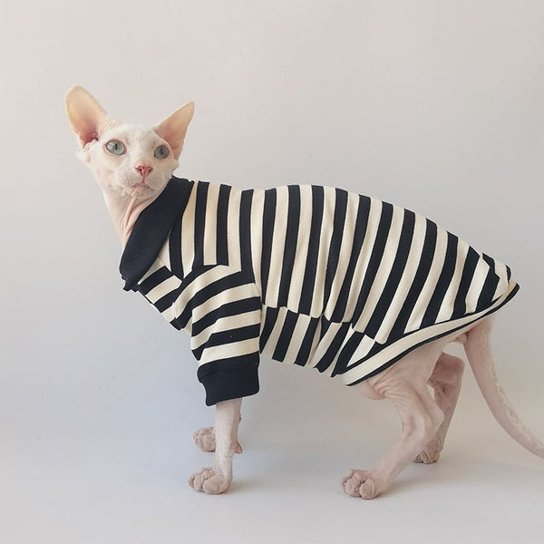 Stripe Polo Shirt Sphynx Cat Clothes