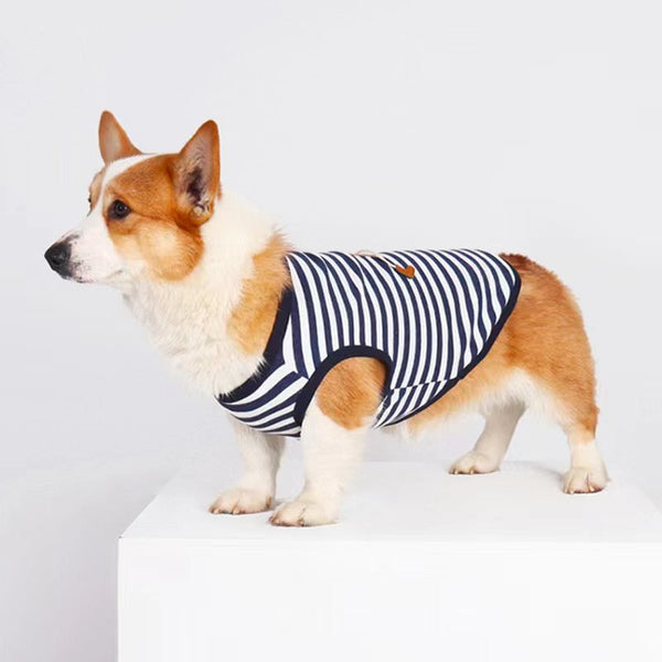 Stripe Sleeveless Tank Top Shirt Corgi Dog Clothes