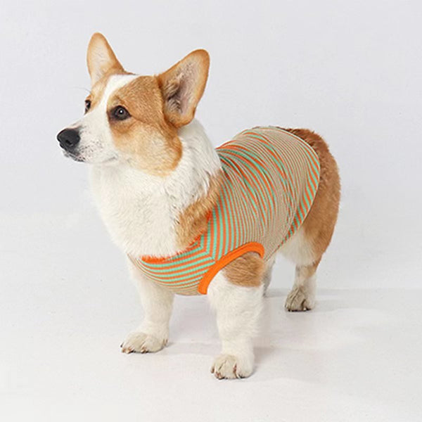 Stripe Sleeveless Tank Top Shirt Corgi Dog Clothes