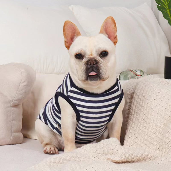 Stripe Sleeveless Tank Top T Shirt Bulldog Dog Clothes