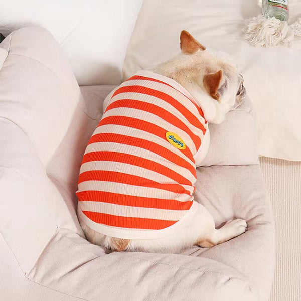 Stripe Sleeveless Tank Top T Shirt Bulldog Dog Clothes