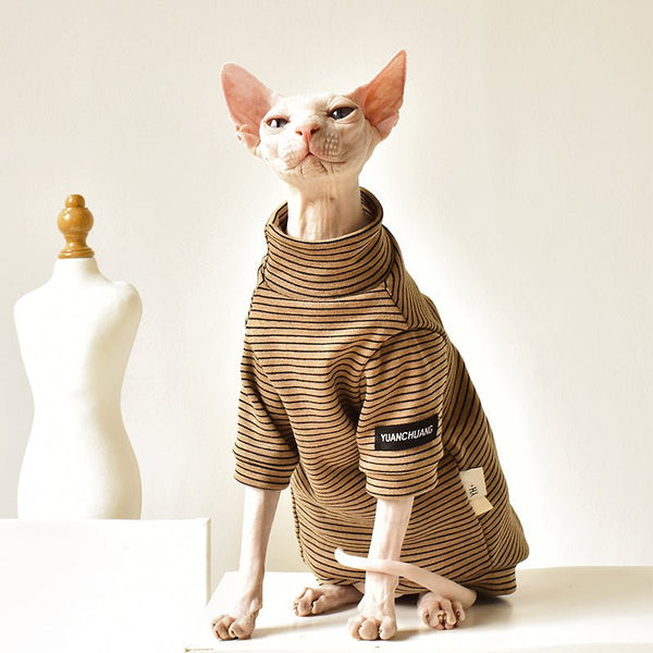 Stripe Turtleneck Shirt Sphynx Cat Clothes