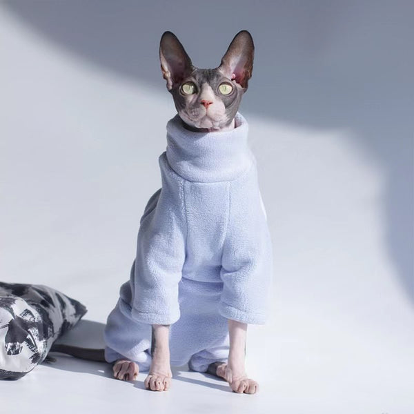 Turtleneck Fleece Onesie Sphynx Cat Clothes