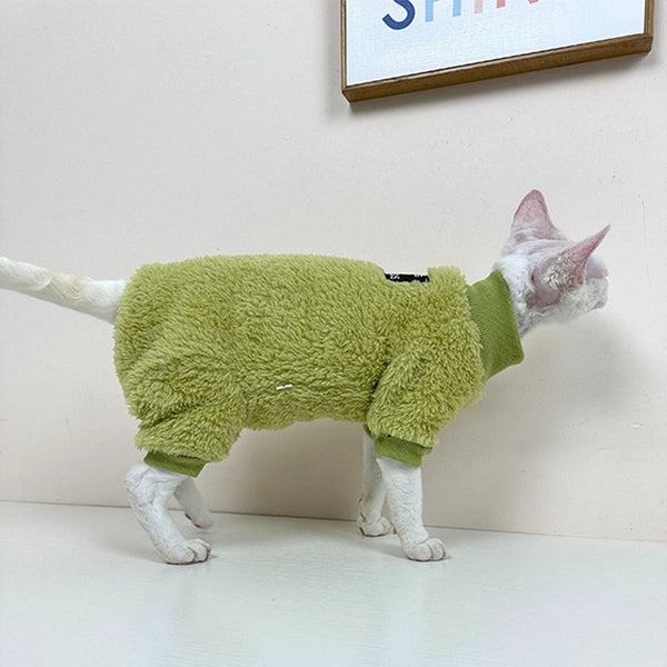 Turtleneck Plush Fleece Onesie Sphynx Cat Clothes