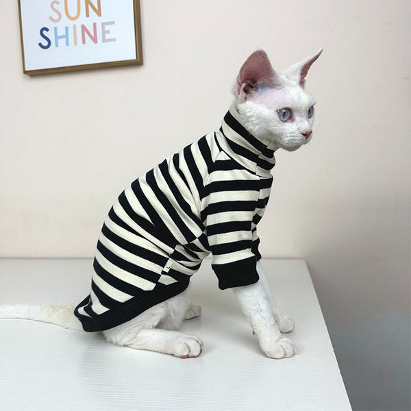 Turtleneck Stripe Shirt Sphynx Cat Clothes