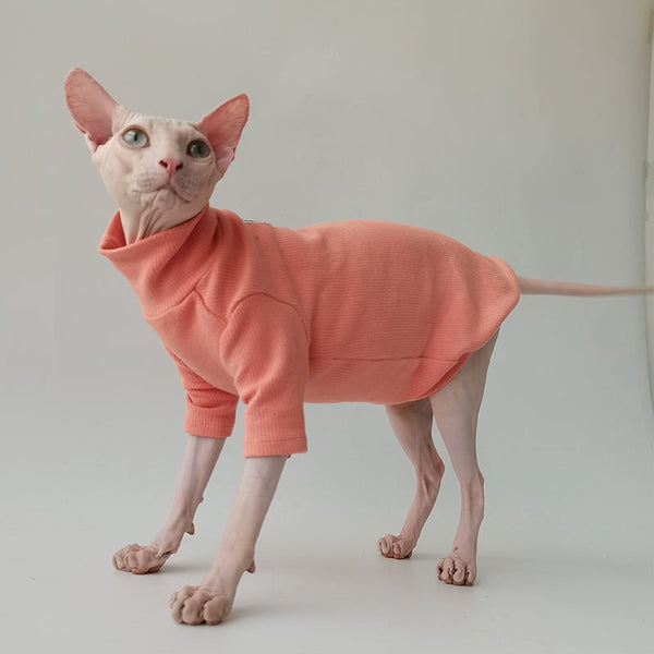 Turtleneck Warm Cotton Basic T-shirt Sphynx Cat Clothes