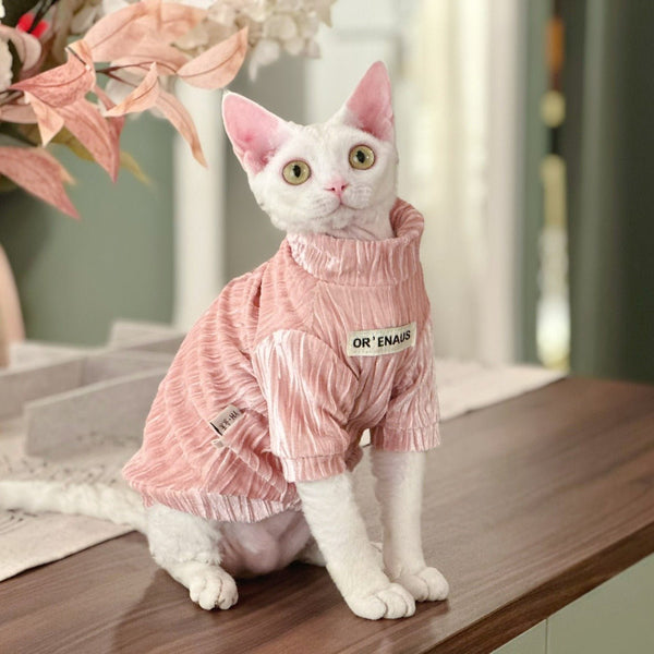 Velvet Turtleneck Shirts Sphynx Cat Clothes