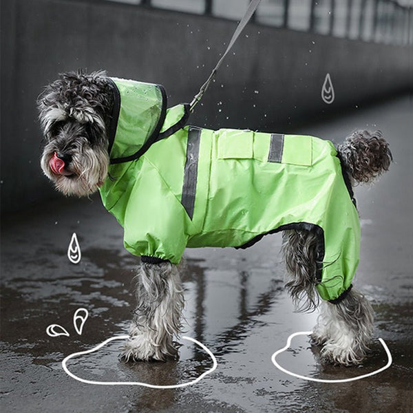 Windproof Waterproof 4Legs Cover Raincoats Outdoor Dog Clothes